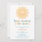 Invitation Turquoise Orange Moderne Voici Le Baby shower Son (Devant)