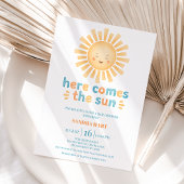 Invitation Turquoise Orange Moderne Voici Le Baby shower Son