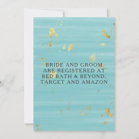 Invitation Turquoise Orange Red Florals Gold Couples Douche (Dos)