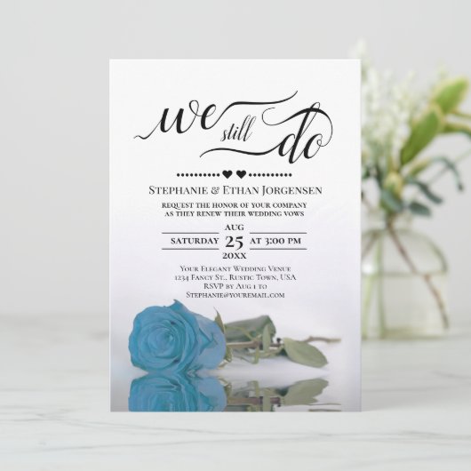 Invitation Turquoise ou Sky Blue Rose Nous faisons encore Vow (Debout devant)