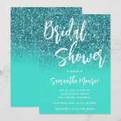 Invitation Turquoise Pailleté Turquoise Clair Dégradé Enterre (Devant / Derrière)