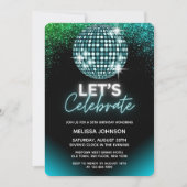 Invitation Turquoise Paillettes de Disco Faisons la Fête pour (Devant)