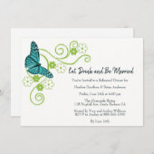 Invitation Turquoise papillon floral Dîner de répétition Invi (Devant / Derrière)