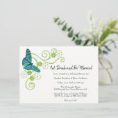 Invitation Turquoise papillon floral Dîner de répétition Invi (Debout devant)