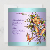 Invitation Turquoise papillon pourpre femmes 30e anniversaire (Dos)