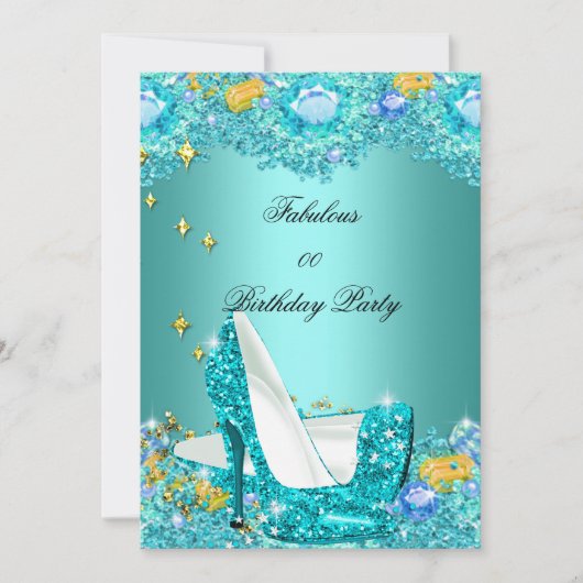 Invitation Turquoise Parties scintillant Bleue Haut talons Fa (Devant)