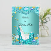 Invitation Turquoise Parties scintillant Bleue Haut talons Fa (Debout devant)