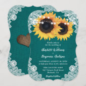 Invitation Turquoise pays Burlap Floral dentelle Mariage de t (Devant / Derrière)
