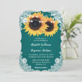 Invitation Turquoise pays Burlap Floral dentelle Mariage de t (Debout devant)