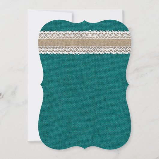 Invitation Turquoise Pays Burlap Lace String Mariage (Dos)