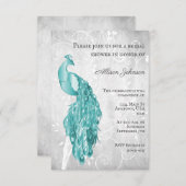 Invitation turquoise Peacock Bridal Shower (Devant / Derrière)