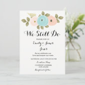 Invitation Turquoise Pêche Floral Mariage Anniversaire Renouv (Debout devant)