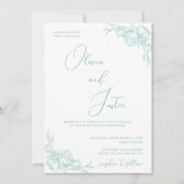 Invitation Turquoise Peony Elegance Mariage (Devant)