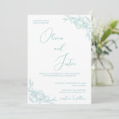 Invitation Turquoise Peony Elegance Mariage (Debout devant)