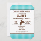Invitation Turquoise Plaid Cowboy Rodeo Anniversaire Invitati (Devant)
