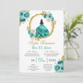 Invitation Turquoise pour Quinceañera (Debout devant)