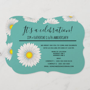 Invitation Turquoise Pretty Little Daisy 50e anniversaire de 