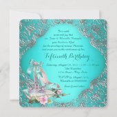 Invitation Turquoise Princesse Bleue Tiara Quinceanera (Dos)