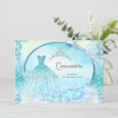 Invitation Turquoise princesse Quinceanera Robe magique (Debout devant)