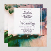 Invitation ~ Turquoise Purple Aquarelle Élégant Mariage AR17 (Devant / Derrière)