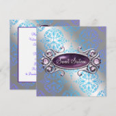 Invitation Turquoise Purple Damask Sweet 16 Anniversaire (Devant / Derrière)