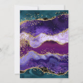 Invitation Turquoise & Purple & Faux Gold Parties scintillant (Dos)