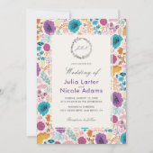Invitation Turquoise Purple Jaune Fleurs de prairie de printe (Devant)