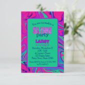 Invitation Turquoise Purple Slime Party Filles Anniversaire (Debout devant)