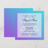 Invitation Turquoise Purple Star de David Bat mitzvah Carré (Devant / Derrière)