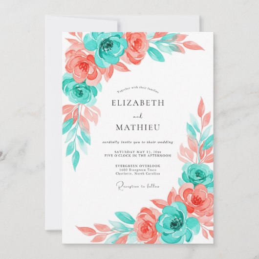 Invitation Turquoise Refreshing Summer Wedding (Devant)
