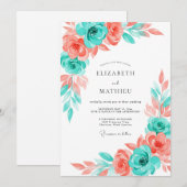 Invitation Turquoise Refreshing Summer Wedding (Devant / Derrière)