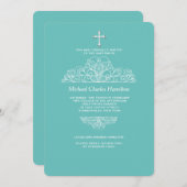 Invitation Turquoise religieuse (Devant / Derrière)