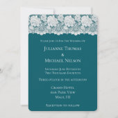 Invitation Turquoise romantique dentelle blanche Mariage flor (Devant)