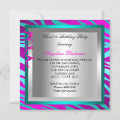 Invitation Turquoise rose chaud Zèbre Masquerade Sweet 16 Sei (Dos)