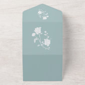 Invitation turquoise Rose Mariage Tout en un (Dehors)