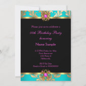 Invitation Turquoise rose or Damask Floral fête d'anniversair (Dos)
