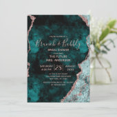 Invitation Turquoise Rose Vert Gold Brunch & Fête des mariées (Debout devant)