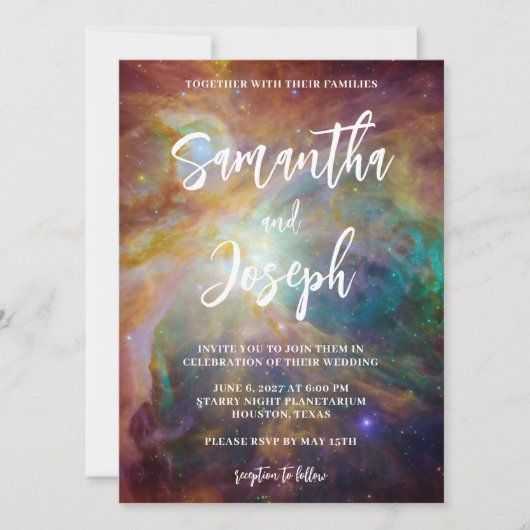 Invitation Turquoise rouille Orion Nebula Celestia Mariage (Devant)