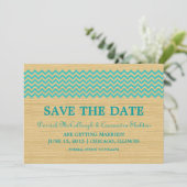 Invitation Turquoise Rustic Chevron Enregistrer l'Invitation (Debout devant)