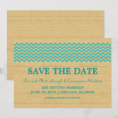 Invitation Turquoise Rustic Chevron Enregistrer l'Invitation (Devant / Derrière)