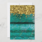 Invitation Turquoise Rustic Gold Parties scintillant 16 Anniv (Dos)