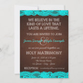 Invitation Turquoise rustique et Mariage Brown (Devant)