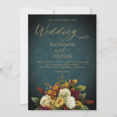 Invitation Turquoise rustique | Orange | Mariage de bouquet d (Devant)