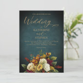 Invitation Turquoise rustique | Orange | Mariage de bouquet d (Debout devant)