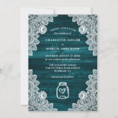 Invitation Turquoise rustique Pays Bois Mason Jar Mariage (Devant)