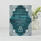 Invitation Turquoise rustique Pays Bois Mason Jar Mariage (Debout devant)
