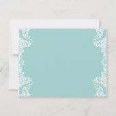Invitation Turquoise Sarcelle Blanc Dentelle Élégant Réponse (Dos)