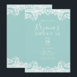 Invitation Turquoise Sarcelle Blanc Dentelle Élégante Fête Do<br><div class="desc">Personnaliser pour tout événement</div>