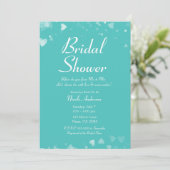 Invitation Turquoise Sarcelle & Cœurs Blancs Élégant Shower d (Debout devant)