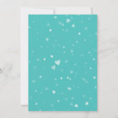Invitation Turquoise Sarcelle & Cœurs Blancs Élégant Shower d (Dos)